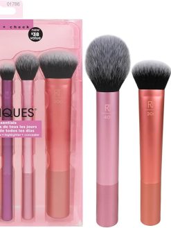 REAL TECHNIQUES The Everyday Essentials set from gives you 5 essential tools to master any look tapered, soft and fluffy bristles. Blend powder blush evenly for a smooth, natural look