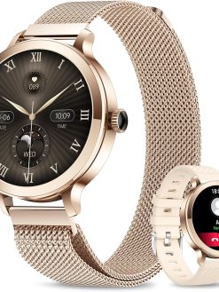 Efolen Smart Watches for Women, 1.106" AMOLED Small Screen Smartwatch Answer/Make Call for Android iOS Phones, IP68 Waterproof Fitness Activity Tracker with 100+ Sports, Heat Rate, SpO2, Rose Gold