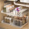 U-HOOME 2-Tier Clear Bathroom Counter Organizer with Sliding Drawers, Under Sink Closet Organizers and Storage, Vanity Skincare Cosmetic Organizer Medicine Bins (2-Tier Clear)
