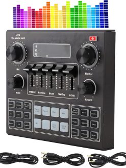 BORTONY Sound Card V9, Live Broadcast Sound Card, External Stereo Audio Mixer Broadcast Metal Frosted Body Easy Operation,Bluetooth Sound Mixer Live Sound Card For Streaming and Games