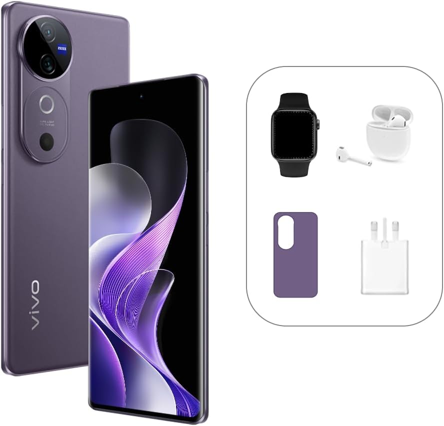 vivo V40 5G (Nebula Purple, 12GB RAM, 256GB) | 3D Curved AMOLED 120Hz Display | 50MP ZEISS Camera | 5500 mAh BlueVolt Battery | IP69 | Gifts, 24M Warranty, Earbuds– UAE Version