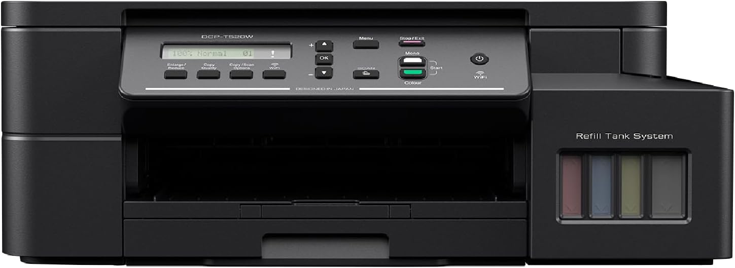 Brother Wireless All In One Ink Tank Printer, DCP-T520W, Mobile & Cloud Print And Scan, High Yield Bottles