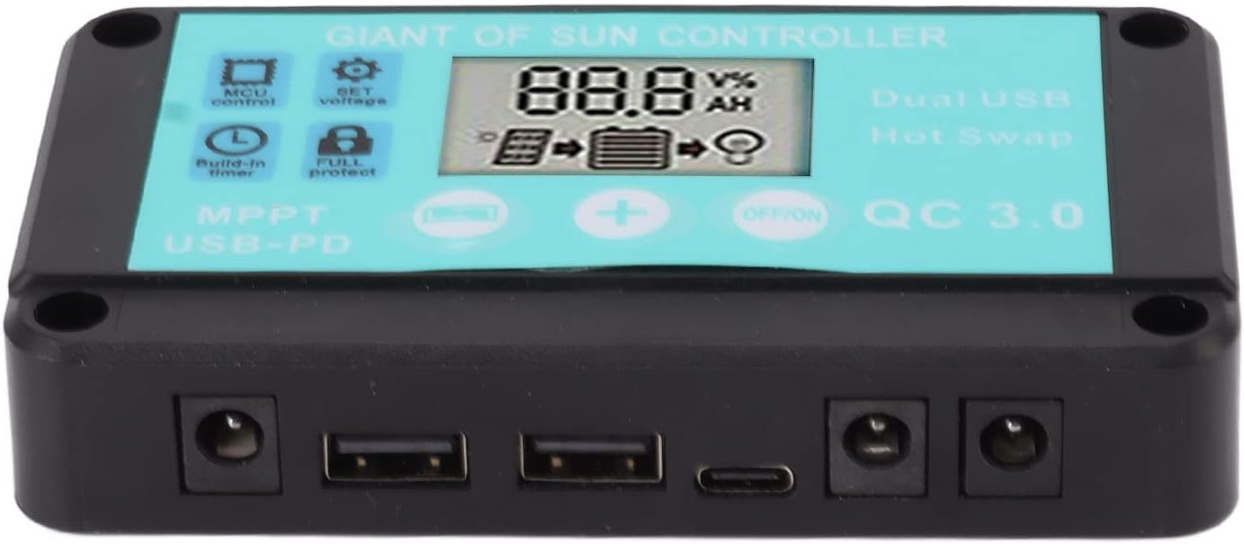 Solar Charge Controller, Practical No Power Start Solar Panel Regulator Accurate for Household (10A)