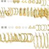 Ybaier 36 Pairs Gold Earrings Set for Women Girls, Fashion Pearl Chain Link Stud Drop Dangle Earrings, Multipack Hoop Earring Packs, Hypoallergenic Earrings for Birthday Party Jewelry Gift (Gold)