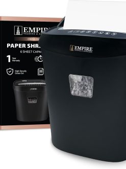 EMPIRE TRADING & COMMERCE Paper Shredder 6-Sheet Cross-Cut, 15 Litres Shredder for Home and Office Heavy Duty, Shred Paper Clips, Staples and Credit Cards (OS050C/Black)