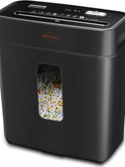 VidaTeco Cross-Cut Shredder, Heavy Duty 6 Sheet Shreds Paper/Card/Staple/Clip Paper Shredder for Home Office, High-Security Level P-4 Jam Proof System 11.5L Liftout Basket Black