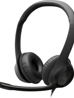 Logitech H390 Wired Headset for PC/Laptop, Stereo Headphones with Noise Cancelling Microphone, USB-A, In-Line Controls, Works with Chromebook - Black