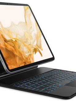 DSWERUOF Magic Keyboard for Samsung Galaxy Tab S10+Plus/S9+ Plus/S9 FE+ Plus/S8+ Plus/S7 FE/S7+ Plus, Samsung Tab 12.4-inch Magic Keyboard Case, Multi-Touch Touchpad, 7-Color Backlight, Black