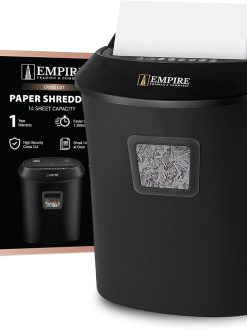 EMPIRE TRADING & COMMERCE Paper Shredder 14-Sheet Cross-Cut, 25 Litres Paper Shredder Machine for Home and Office Heavy Duty, Shred Paper Clips, Staples and Credit Cards (OS1201C/Black)
