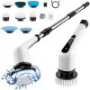 Bomves Cordless Electric Spin Scrubber, Electric Cleaning Brush with 8 Replacement Brush Heads, 90Mins Working Time, 3 Adjustable Handle, 2 Adjustable Speeds for Bathroom Kitchen Bathtub Glass Car