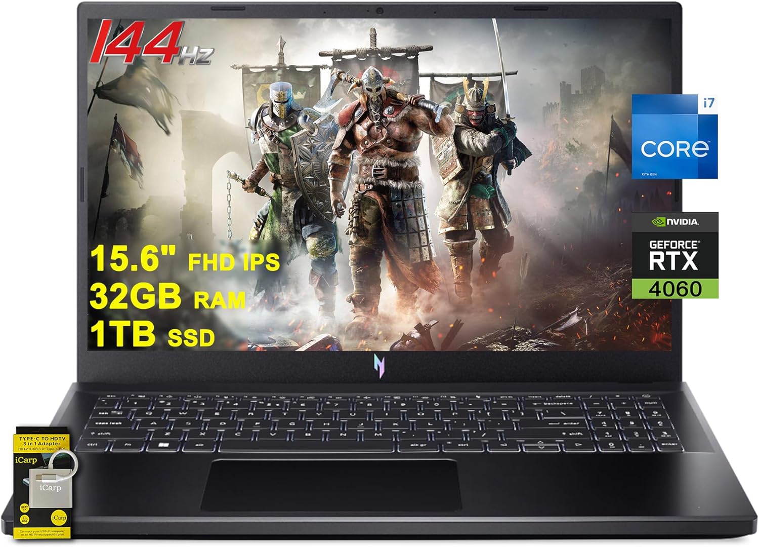 acer Nitro V 15 Gaming Laptop 15.6" FHD IPS 144Hz Intel 10-core i7-13620H 32GB RAM 1TB SSD GeForce RTX 4060 Backlit USB-C Win11 w/ICP Accessory