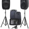 Gemini Sound Professional PA System with 8-Channel Mixer - Portable Dual 10" Speakers, 600W Amp, Bluetooth, USB/SD, Includes 2 Speaker Stands, Mic, and Durable Design for DJs, Musicians, and Events