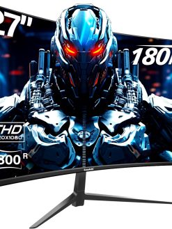Gawfolk 27 inch Gaming Monitor 144hz/180hz Curved Monitor Full HD 1080P 1800R Computer Display with FreeSync & Eye-Care Technology, Support VESA, DP, HDMI Port (Black)