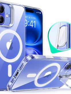 ESR for iPhone 16 Case, Camera Control Capture Button, Compatible with MagSafe, Military-Grade Protective Case, Built-in Stash Stand Phone Case, Classic Series, Clear