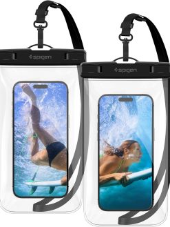 Spigen Universal Waterproof Phone case [2 Pack] IPX8 Pouch A601 compatible with iPhone, Samsung Galaxy and Smartphone up to 7 inches - Crystal Clear
