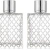 QDDC 2 Pieces Empty Perfume Bottle, Clear Refillable Perfume Bottle, Vintage Glass Bottle, Square Mesh Perfume Bottle, for Perfume, Essential Oil, Toner