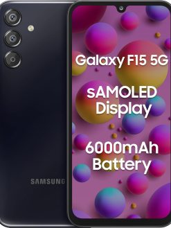 Samsung Galaxy F15 5G Ash Black, 6GB RAM, 128 GB Storage 90 hz Super AMOLED Plus MediaTek Dimensity 6100+ 50MP camera Dual-SIM 6000mAh Battery expandable up to 1TB Knox Security