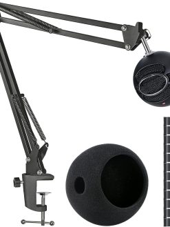 SUNMON Snowball iCE Mic Boom Arm Stand with Pop Filter, Compatible with Blue Snowball Ice USB Microphone with Cable Sleeve