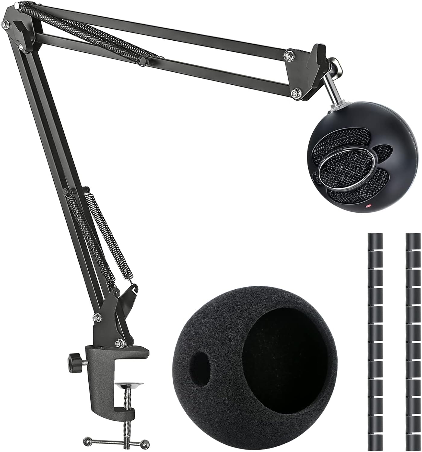 SUNMON Snowball iCE Mic Boom Arm Stand with Pop Filter, Compatible with Blue Snowball Ice USB Microphone with Cable Sleeve