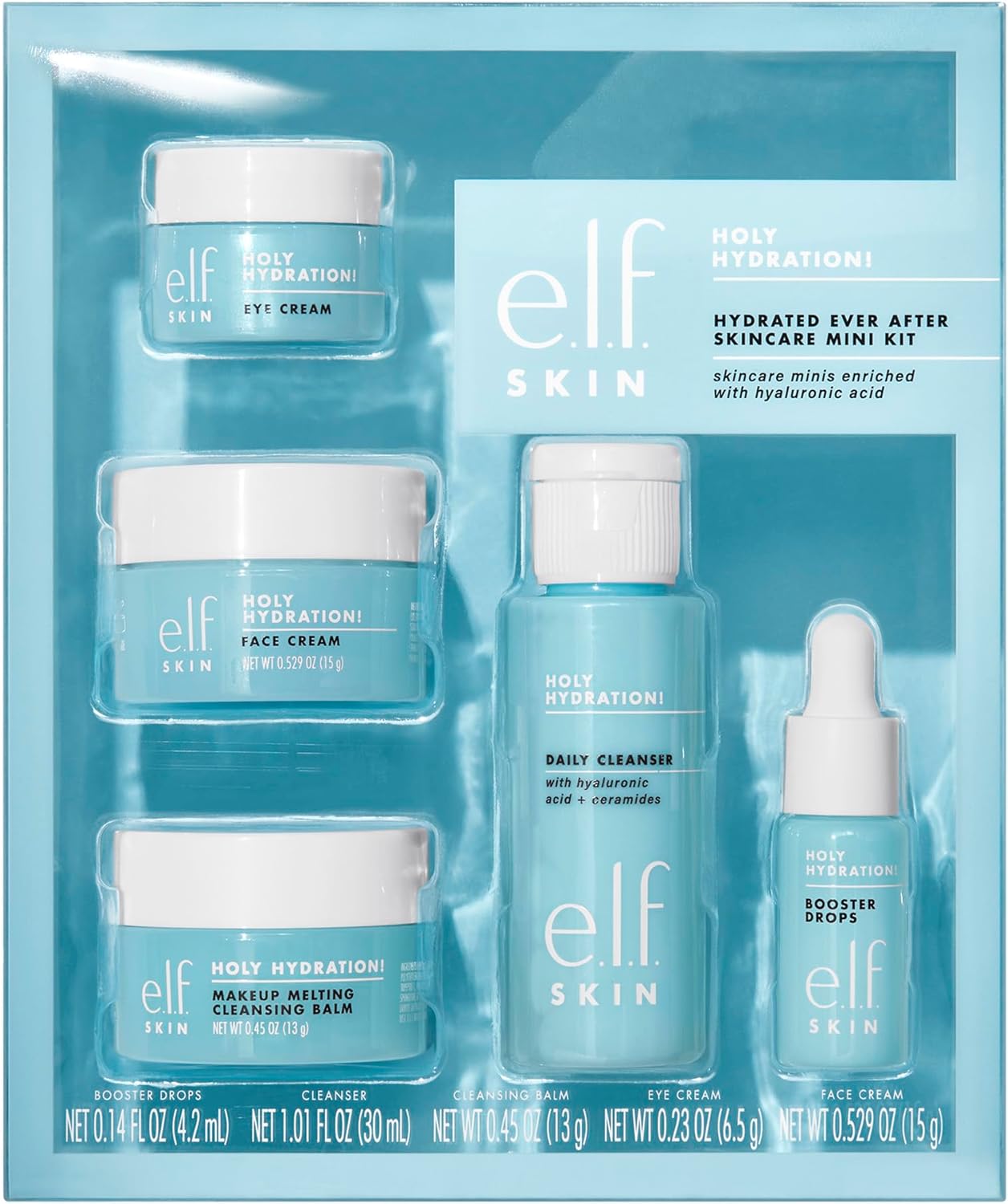 e.l.f. e.l.f.SKIN Hydrated Ever After Skincare Mini Kit, Cleanser, Makeup Remover, Moisturizer & Eye Cream For Hydrating Skin, TSA-friendly Sizes