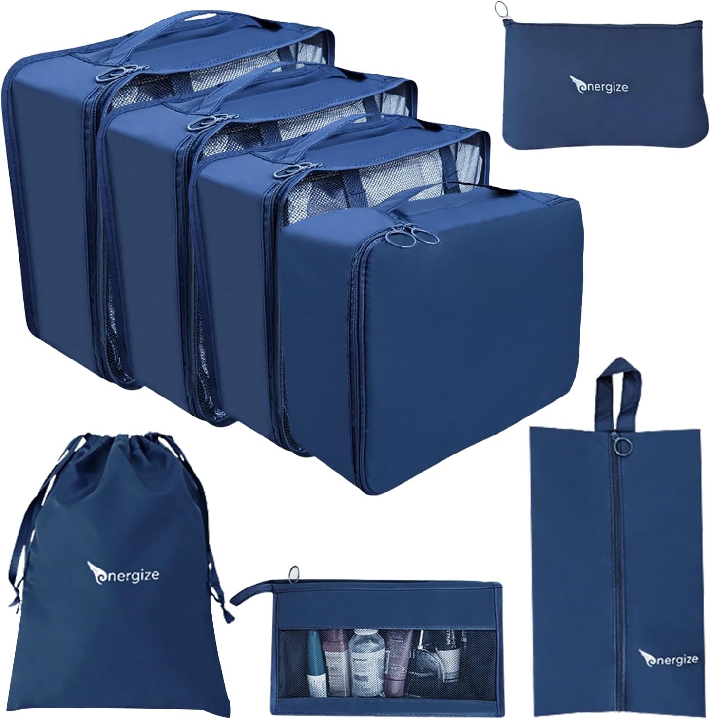 Energize - 8pcs Packing Cubes Set | Travel Organizer | Luggage & Travel Gear | Double Zipper | Super Waterproof Design & Adjustable Buckle | Travel bag Organizer for Clothes, Shoes & Toiletry