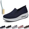Women's Orthopedic Sneakers, Air Cushion Platform Diabetic Walking Shoes Slip-On (10, Blue)