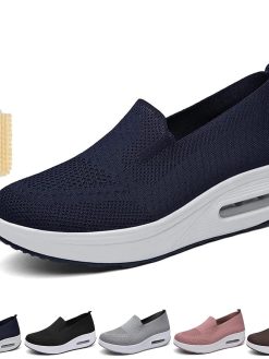 Women's Orthopedic Sneakers, Air Cushion Platform Diabetic Walking Shoes Slip-On (10, Blue)
