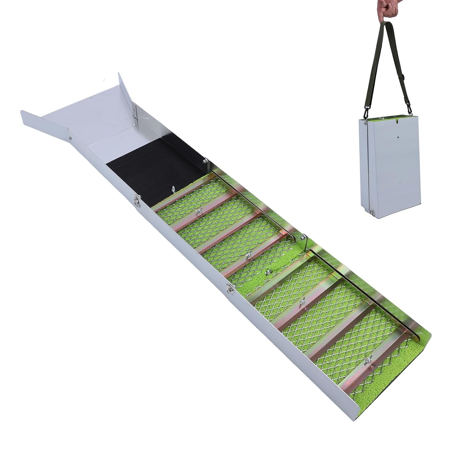 Bewinner Portable Sluice Box for Gold Mining, 42.3in Folding Aluminum Alloy Sluice Box, Gold Panning Equipment Kit for Gold Prospecting Dredging