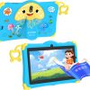 Atouch at your heart ATOUCH Android Tablet For Kids, 7-Inch Screen Q37 Early Education Smart Tablet Anti-drop Silicone Edge Wi-Fi, Bluetooth, Games with Built-in Stand (Blue)