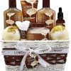 LOVERY Bath and Body Gift Basket For Women and Men – 9 Piece Set of Vanilla Coconut Home Spa Set, Includes Fragrant Lotions, Extra Large Bath Bombs, Coconut Oil, Luxurious Bath Towel & More
