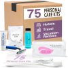 Terra Pure Personal Care Travel Size Toiletries | 1-Shoppe All-in-Kit Hotel Amenities Bulk | Travel Shaving Set, Toothbrush & Paste, Mouthwash, Makeup Wipes, Swabs, Nail File & Sewing Kit | 75 Pcs