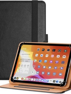 ProCase 9-10.9 inch Universal Tablet Case, PU Leather Stand Folio Universal Protective Cover for 9"-10.9" Tablet, with Elastic Adjustable Band and Pencil Holder –Black