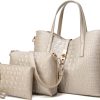Homarket 3pcs Fashion Handbags and Purses for Women Tote Bag Top Handle Satchel Shoulder Bag Purse Set(Gold)