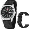 Gosasa Unisex Military Watches Sport Textile Nylon Strap Stylish Men Watch Luminous Fashion Watches Analog Display Quartz Waterproof Casual Wristwatch
