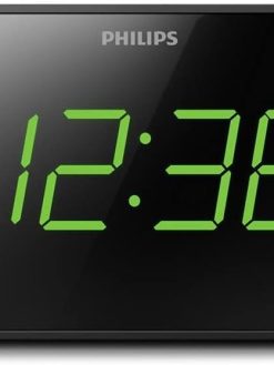 Philips Wake-Up Alarm Clock with Radio, Radio with Display for Bedside, Digital Radio with Dual Alarm, Sleep Timer & Snooze Function, Portable with Battery Back-up, Black with large Display TAR3306/12
