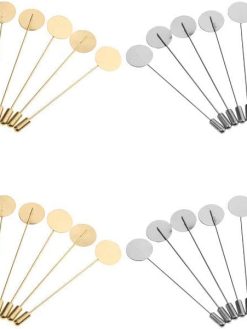 DonLeeving Luckycivia 40 Pcs Silver Gold Tone Round Tray Lapel Pin Stick, Blank Brooch Pin for Men Women Suit Tie Hat Scarf Badge, Stainless Steel Safety Pins Brooches, DIY Costume Jewelry Accessories