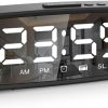 Labymos 5.1'' Digital Alarm Clock Radio, Mirror Alarm Clock, 3 Levels Dimmer, FM Radio with Sleep Timer, Adjustable, Dark Mode, Alarm with Snooze, 12/24H Alarm Clocks for Bedroom Bedside Desk