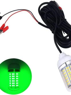 REVHQ 12V 10W LED Submersible Fishing Light, Underwater Night Fishing Finder Lamp Crappie Lures Bait Squid Shrimp Light, Ice Fishing Light for Boat Dock, Attractants