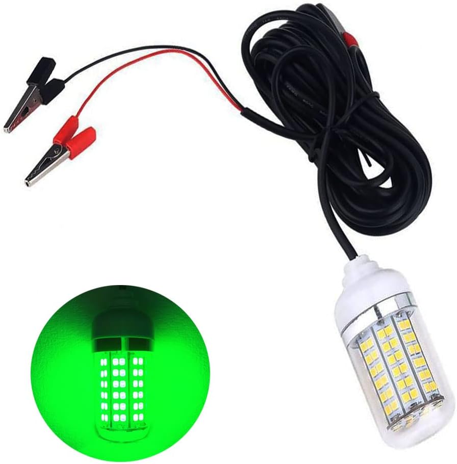 REVHQ 12V 10W LED Submersible Fishing Light, Underwater Night Fishing Finder Lamp Crappie Lures Bait Squid Shrimp Light, Ice Fishing Light for Boat Dock, Attractants