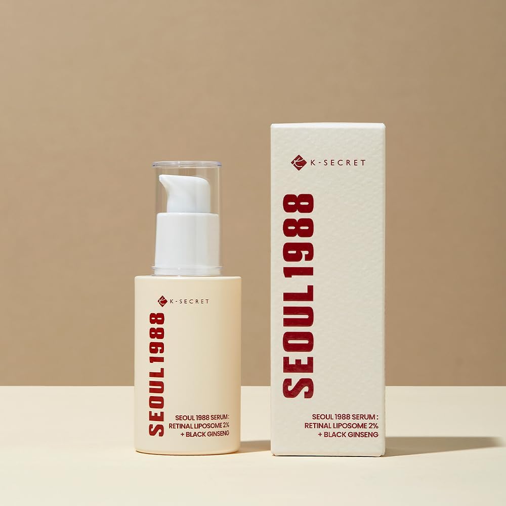KSECRET SEOUL 1988 Serum : Retinal Liposome 2% + Black Ginseng, 30ml/1.01fl.oz | 58% Black Ginseng Extract with Retinal, Bakuchiol, Vitamin C & 3 Peptides for Wrinkle Care | Korean Skincare |