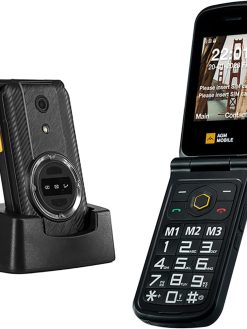 AGM M8 Rugged Flip Mobile Phone, 4G Basic Feature Phone, Waterproof/Drop-proof, SOS Side Key, Hearing Aid Compatible, Speed Dial, 104dB Powerful Speaker, Large Keypad/Fonts, Dual SIM Cards