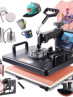 SHUOHAO 8 in 1 Heat Press Machine 12x15 inch for t Shirts,Swing Away Heat Press Digital Control,360-degree Rotation Heat Transfer Machine Sublimation Heat Transfer for T-Shirt Mug Hat Plate Hat etc