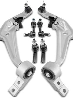 Frankberg 2x Wishbone Arm 2x Ball Joint 2x Tie Rod End Front Axle Left Right Compatible with X-Trail T30 2.0L-2.5L 2001-2013 Replace# 545008H310