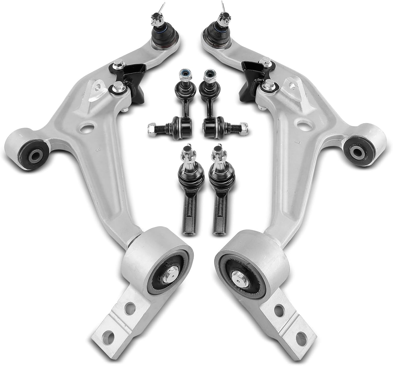 Frankberg 2x Wishbone Arm 2x Ball Joint 2x Tie Rod End Front Axle Left Right Compatible with X-Trail T30 2.0L-2.5L 2001-2013 Replace# 545008H310