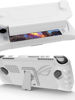 CENXI Upgrade Protective Cover Case Compatible with ASUS Rog Ally 2023 Handheld Console,Protecor Case with Front Cover,Back Plate Case(Built-in Kickstand) Non-Slip for Asus Rog Alloy-Off White