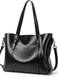ORiTi PU Leather Handbags for Women Large Shoulder Hobo Bags Large Tote Crossbody Bag Purse for Ladies and Womens Black