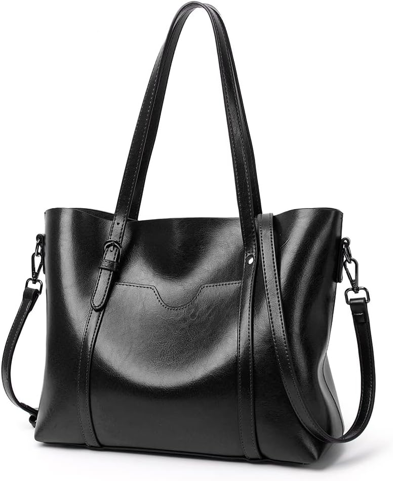 ORiTi PU Leather Handbags for Women Large Shoulder Hobo Bags Large Tote Crossbody Bag Purse for Ladies and Womens Black