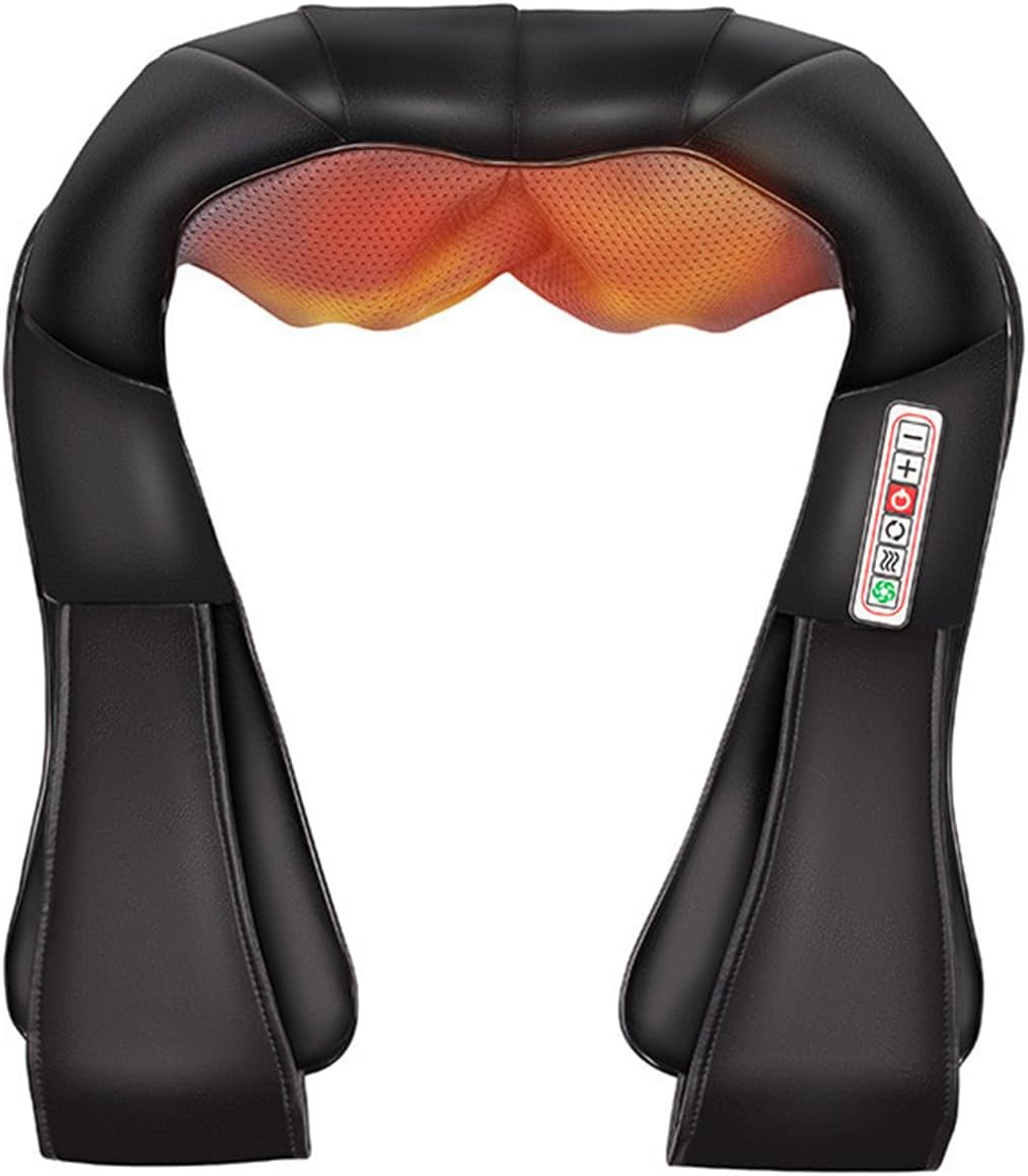 ECVV Shiatsu Neck and Back Massager with Soothing Heat, 4D Deep Kneading Massage Pillow for Shoulder Waist Leg Body Muscle Pain Relief, Vehicle Home Office Use(Color: BLACK)