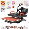 DFHJ Multifunctional 8 in 1 Heat Press Machine 360° Rotatable Slidable Hot Transfer Sublimation Digital Pressing Maker for T-Shirt Mug Hat Plate Pillow Bag 39 X 30cm/ 15 X 12 Inch