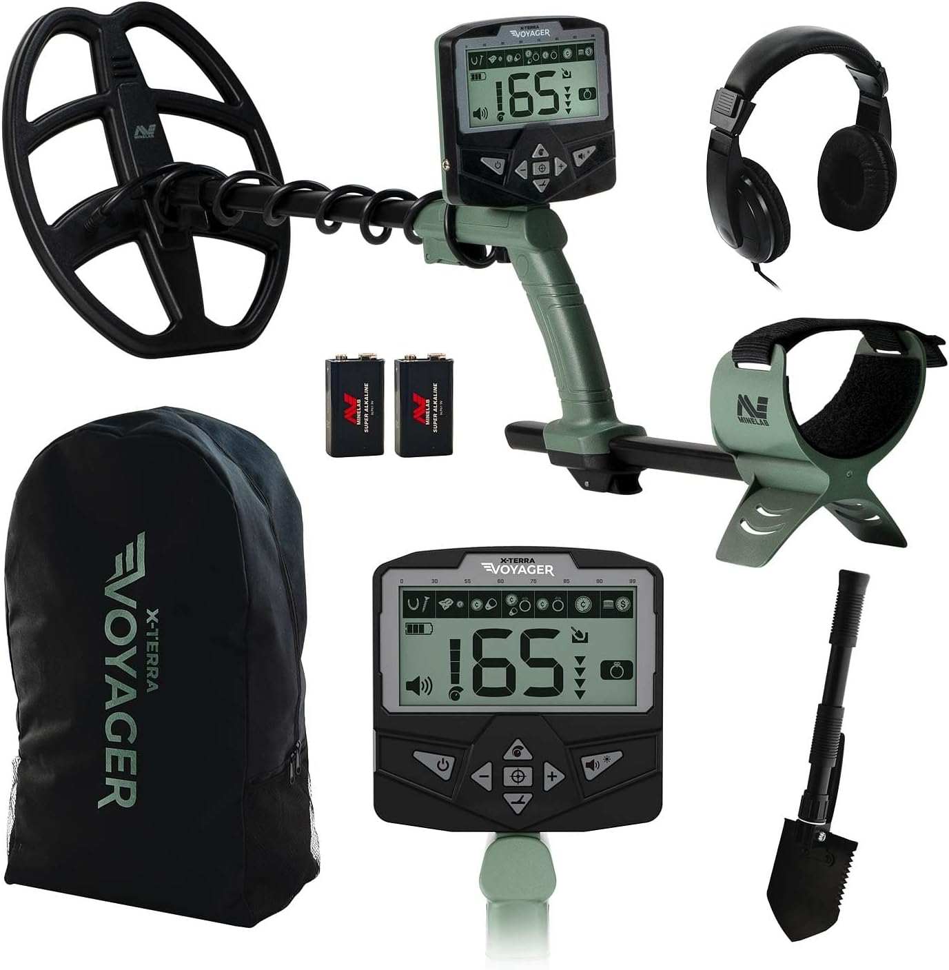 MINELAB X-TERRA VOYAGER All-Terrain Pinpointing Adult Metal Detector with Waterproof Coil, 4 Detect Modes, Clear Target ID, Backlit Display (Complete Kit with Headphones, Backpack, Collapsible Digger)
